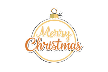 Beige and gold flat-style ornament with Merry Christmas text