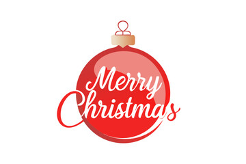 Red Christmas bauble with white script text