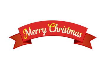 Red Ribbon Banner with Merry Christmas Text