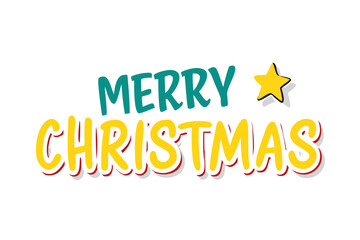 Playful Merry Christmas Text with Star Icon