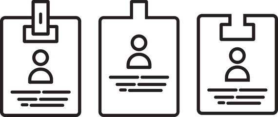 Identification and security line icon set, Flat design identification badge symbol for security access collection. Employee clerk card, driver license, Identification card illustration,
