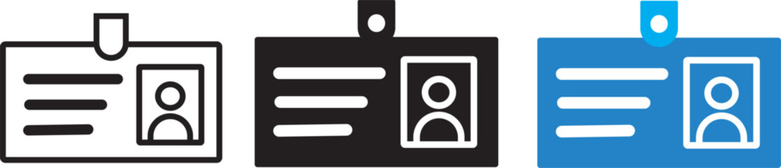 Security badge icon set, security access, visitor pass, editable vector, name tag and security pass vector collection. Editable stroke. Vector illustration,
