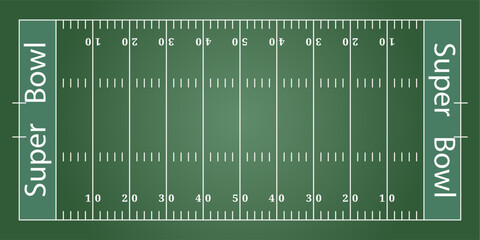 Obraz premium Board American football field green, top view