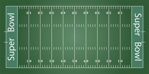 Board American football field green, top view
