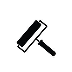 Black paint roller icon on white background tool brush