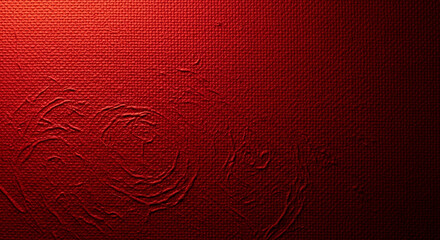 Close-up of red textured fabric, showing raised swirl detail, representing luxury, passion and sophistication for various designs or Valentine's Day promotions