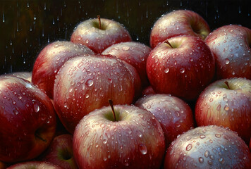 Illustration of organic red apples. Generative AI
