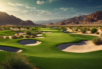 Green playground for recreation. Golf. Generative AI