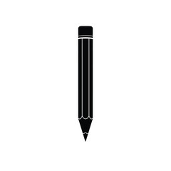 Black pencil with eraser and sharpened tip writing