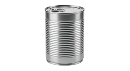 Silver metal food can isolated PNG on transparent background, canned goods container for preservation and storage