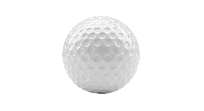 White golf ball PNG isolated on transparent background, sport equipment for golf courses and recreational activities