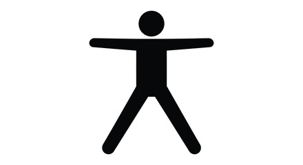 Simple stick figure with arms outstretched in black silhouette