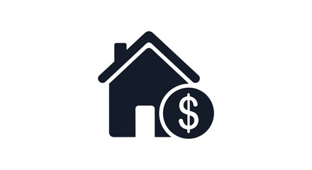 House with dollar sign icon representing real estate value silhouette