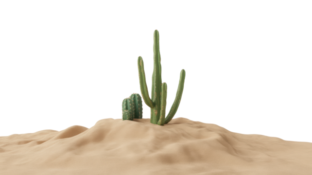 Dramatic cacti stand tall on sun-baked sand dunes, perfect for desert adventures