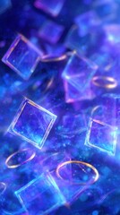 Abstract Geometric Fusion: A vibrant and imaginative image, showcasing a collection of abstract geometric shapes. with floating objects and a stunning display of light.