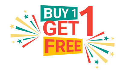 Buy 1 Get 1 Free Offer Banner – Colorful Promotional Sale Graphic Design