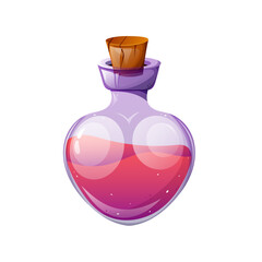 Love Potion Bottle | Heart-Shaped Magic Elixir | Vector Illustration