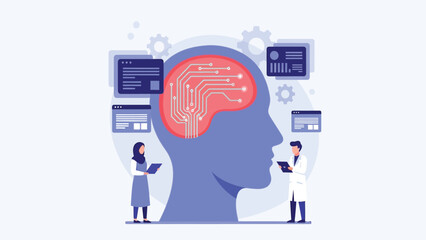 Artificial Intelligence and Brain Research Concept Vector Illustration