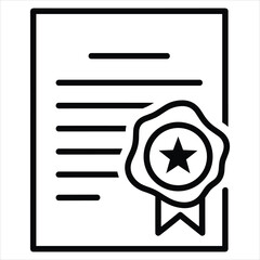 Official document with wax seal and star icon, achievement certificate isolated on white background, Vector