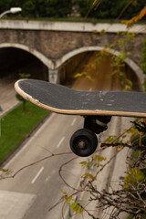 skateboard in a tunnel under the highway © Jimmy