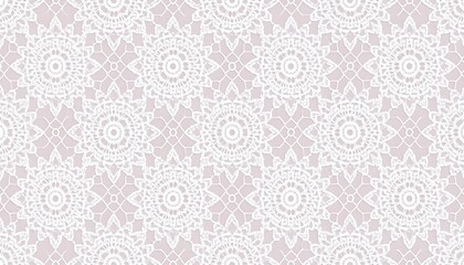 Delicate white lace pattern on a pale pink background, creates a soft & elegant texture