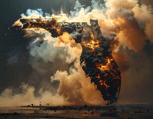 Explosive, fiery destruction shapes Florida, amidst smoke and environmental change