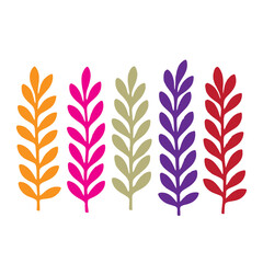 Colorful leaves illustration in a row on white background for design elements
