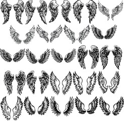 Premium Angel Wings Vector Bundle: 24 Unique Designs EPS Format for T-Shirt, Laser, Sublimation