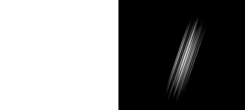 Abstract black and white image featuring a diagonal pattern of lines against a stark contrast background isolated on transparent background