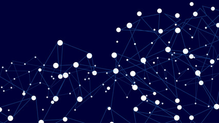Dark Blue Futuristic Network Background &ndash; Abstract Digital Connections with Glowing Nodes and Lines for Technology, AI, Cyber, Data, and Innovation Themes