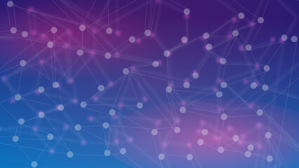 Pastel Gradient Tech Hexagon Background – Abstract Futuristic Network Mesh with White Dots and Lines on Pink Blue Purple Blur for Modern Digital, Web, and UI Design