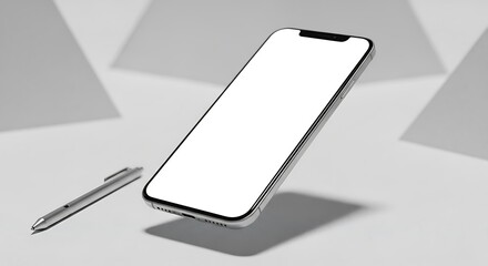 Modern smartphone mockup with stylus pen for creative design presentation