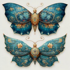 Artistic butterfly design with ornate golden textures high resolution picture