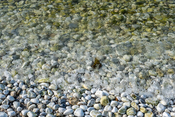 Rocky Shoreline with Clear Water and Pebbles