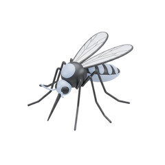3D cartoon mosquito illustration with a playful and stylized design on a white background