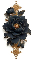 Artistic flower artwork with golden decorative highlights high resolution picture