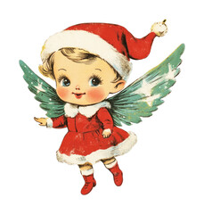 Obraz premium PNG Vintage Christmas angel illustration.
