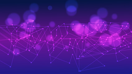 Neon Futuristic Network Connections Background – Glowing Purple Tech Lines, Abstract Digital Mesh and Cyber UI Pattern