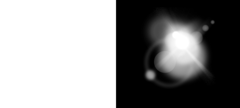 A bright lens flare effect on a black background creates a dramatic and eyecatching visual element for graphic design projects isolated on transparent background