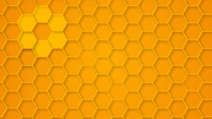 Vibrant Orange and Yellow Honeycomb Pattern. Modern Geometric Hexagon Background with Warm Gradient Hex Cells. Bright Orange and Yellow Honeycomb Geometric Background. Warm Gradient Hexagon Pattern.