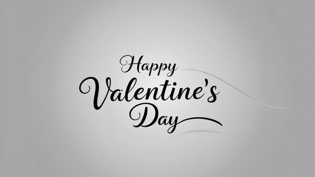 Elegant Happy Valentine's Day greeting message with decorative script typography on a soft gray background, ideal for expressing love and romantic sentiments