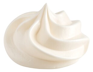 Creamy, swirled white dollop, elegantly piped with soft shadows, against a clean, transparent background