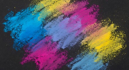 Vivid colorful powder smudges creating an abstract artistic explosion on a dark canvas background