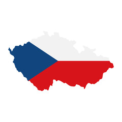 Czechia icon. Map of Czech Republic filled with national flag colors vector illustration. European country silhouette used in patriotic and political contexts symbol. Geographic identity sign.