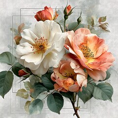 Artistic watercolor roses with natural texture high resolution picture
