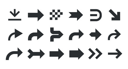 Collection of Various Arrow Symbols in Black Color