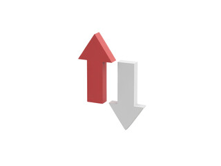 Fototapeta premium A simple illustration of an upward-pointing arrow in red and white, suitable for various designs and presentations