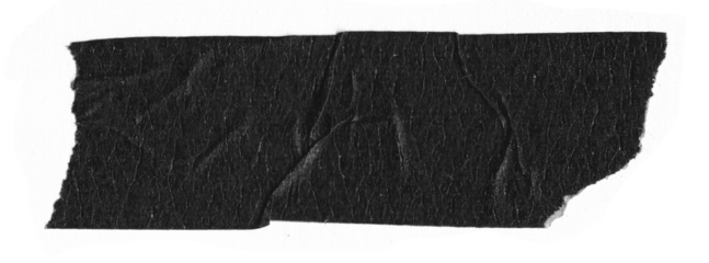 Realistic black electrical tape piece. Torn matte adhesive gaffer tape isolated on PNG background.