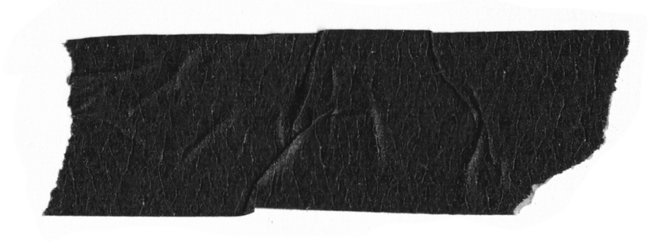 Realistic black electrical tape piece. Torn matte adhesive gaffer tape isolated on PNG background.