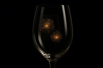 Empty Glass Reflecting Fireworks